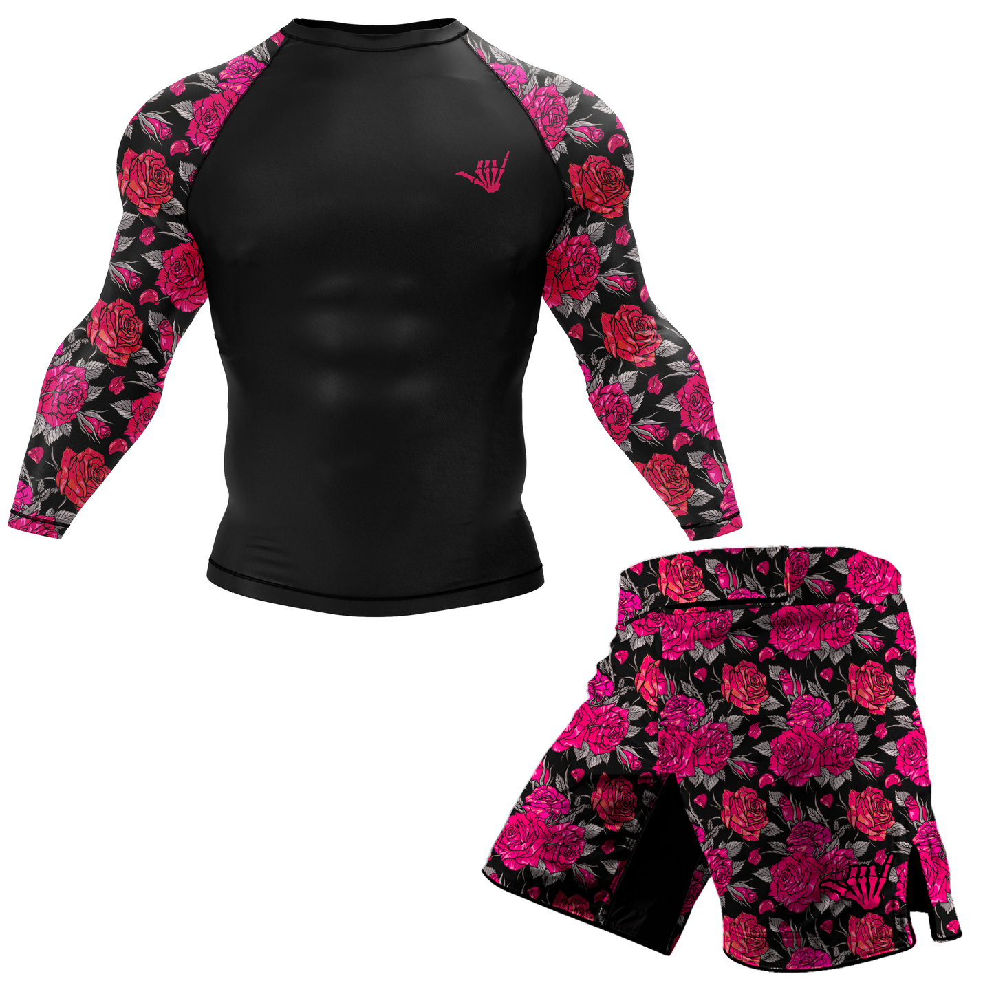 Pink Death Rose BJJ Rash Guard
