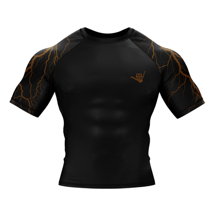 Brown Lightning Bolt BJJ Rash Guard