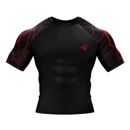 Red Lightning Bolt BJJ Rash Guard