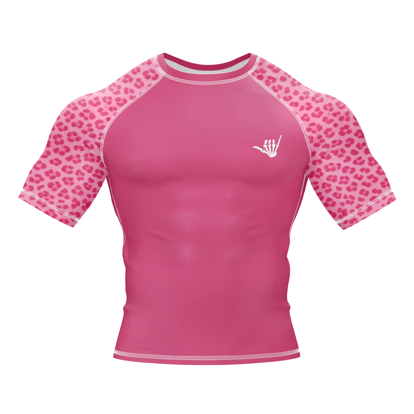 Mid Pink Predator BJJ Rash Guard - Short Sleeve