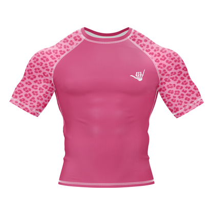 Mid Pink Predator BJJ Rash Guard - Short Sleeve
