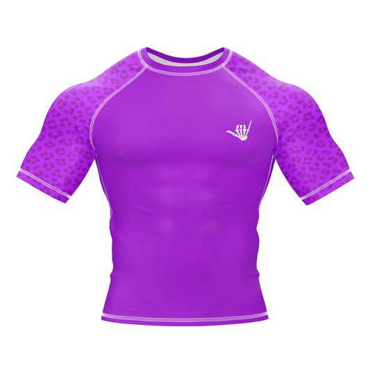 Mid Purple Predator BJJ Rash Guard - Short Sleeve