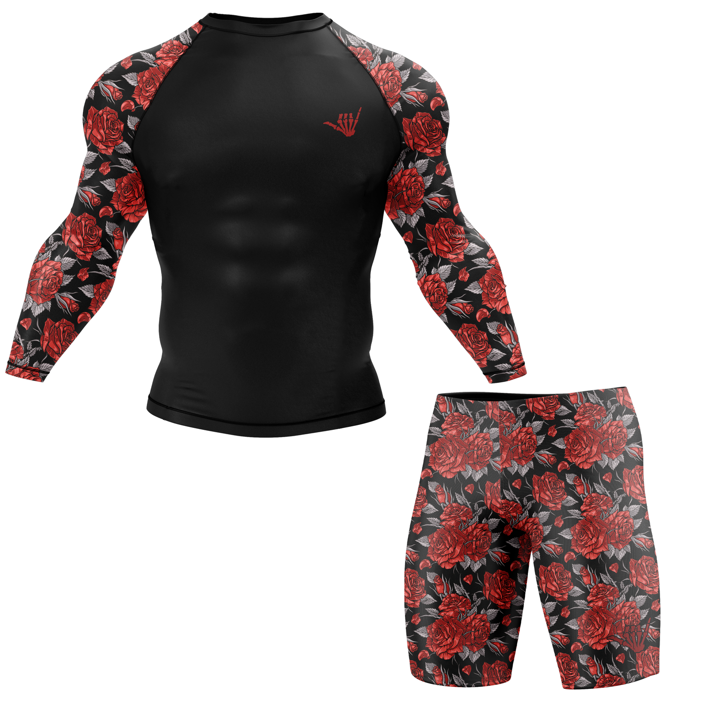 Red Death Rose BJJ Rash Guard