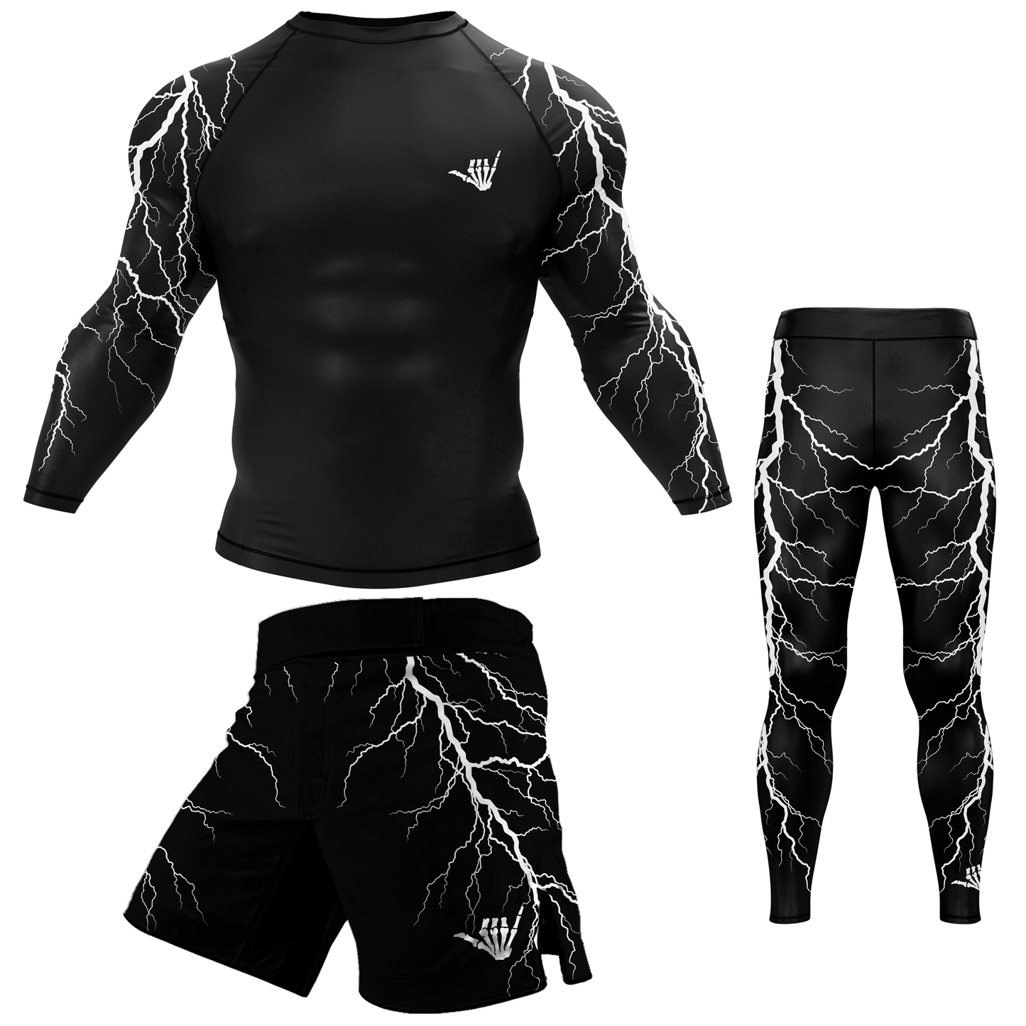 Black Lightning Bolt BJJ Rash Guard