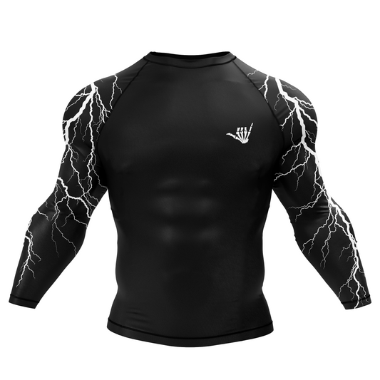 Black Lightning Bolt BJJ Rash Guard