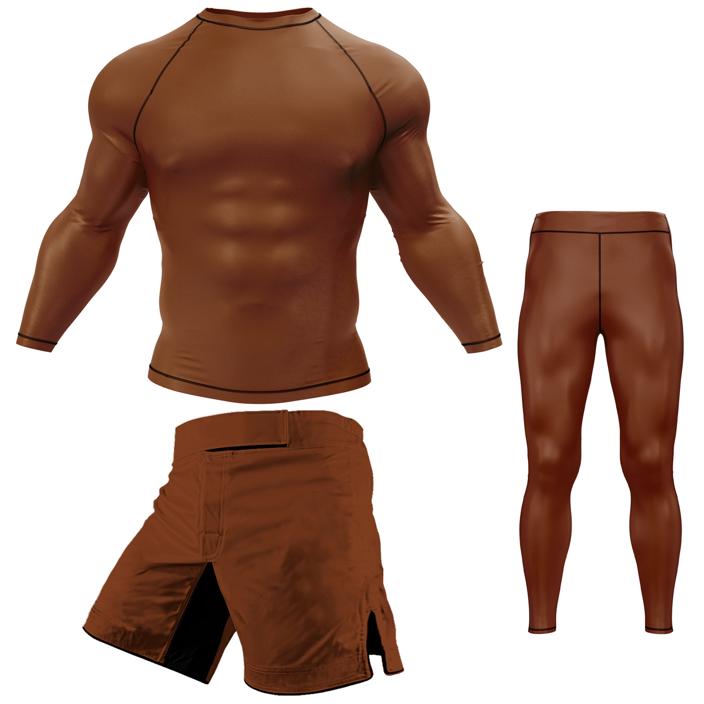 Plain Brown BJJ Rash Guard