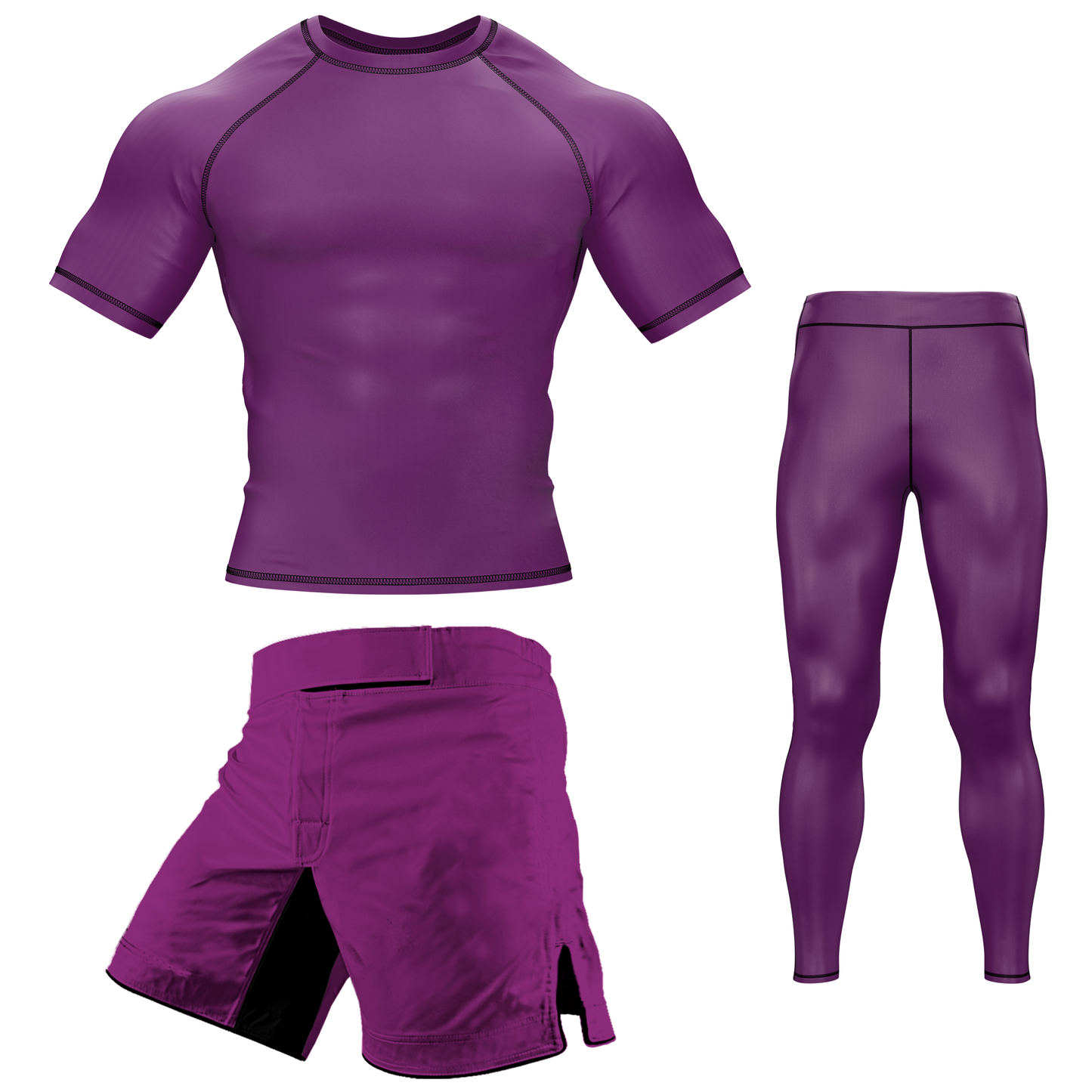Plain Purple BJJ Rash Guard - Short Sleeve