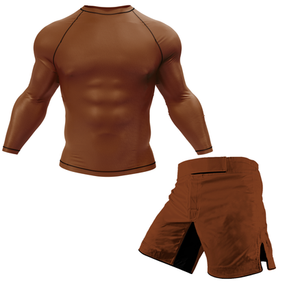 Plain Brown BJJ Rash Guard