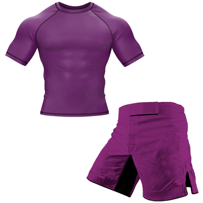 Plain Purple BJJ Rash Guard - Short Sleeve