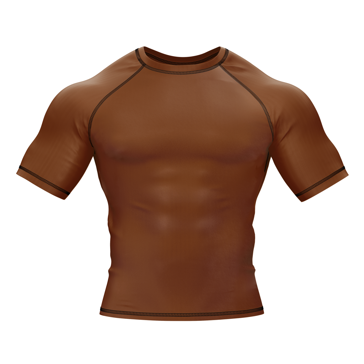 Plain Brown BJJ Rash Guard - Short Sleeve