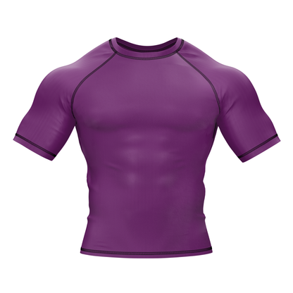 Plain Purple BJJ Rash Guard - Short Sleeve