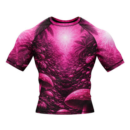 Pink Paradise BJJ Rash Guard - Short Sleeve