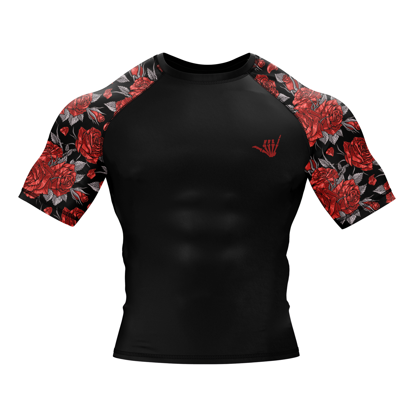 Red Death Rose BJJ Rash Guard - Short Sleeve