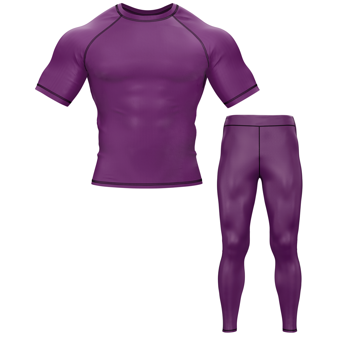 Plain Purple BJJ Rash Guard - Short Sleeve