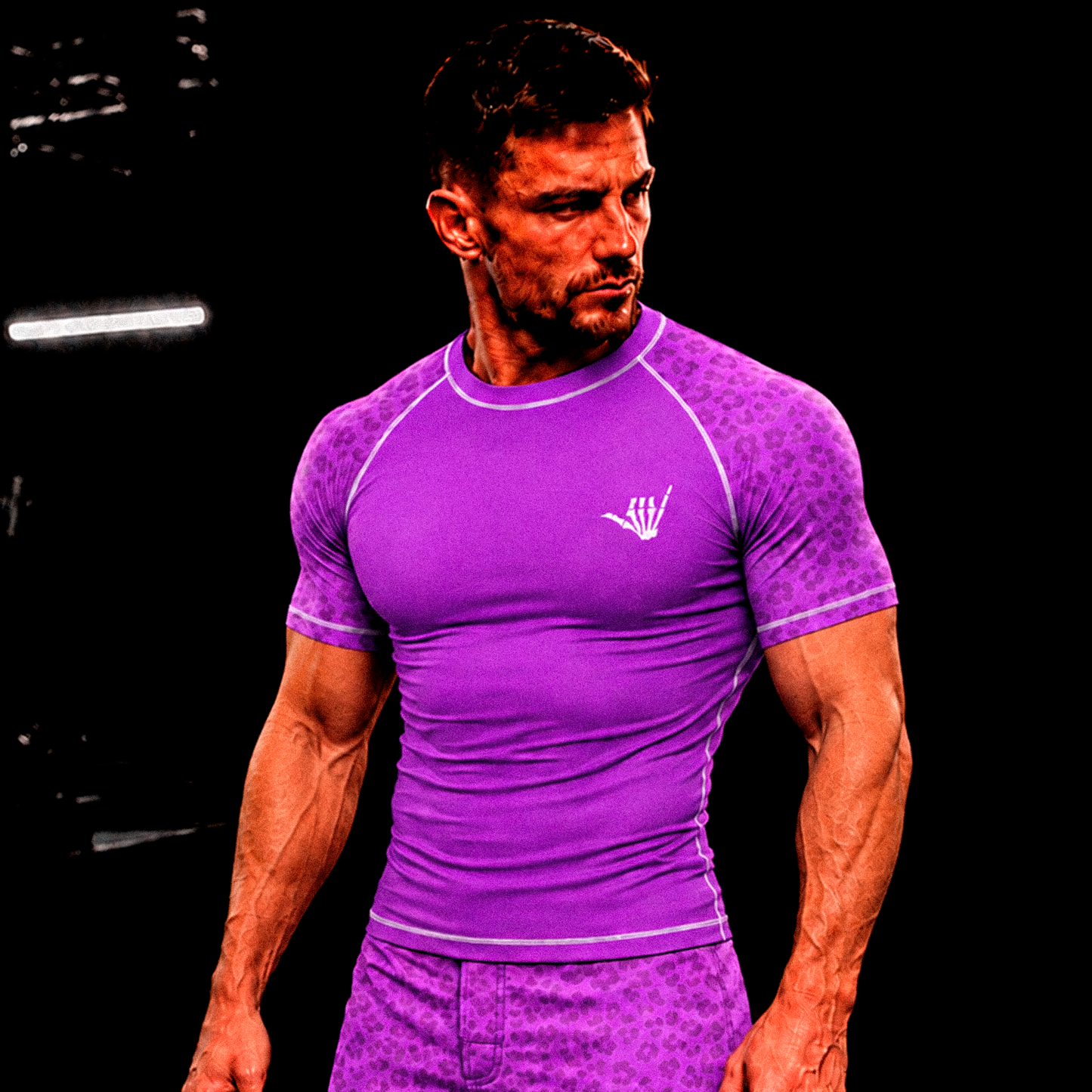 Mid Purple Predator BJJ Rash Guard - Short Sleeve