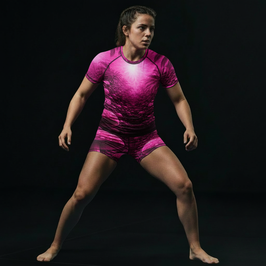 Pink Paradise Women's Short Sleeve BJJ Rash Guard - BJJ Sesh
