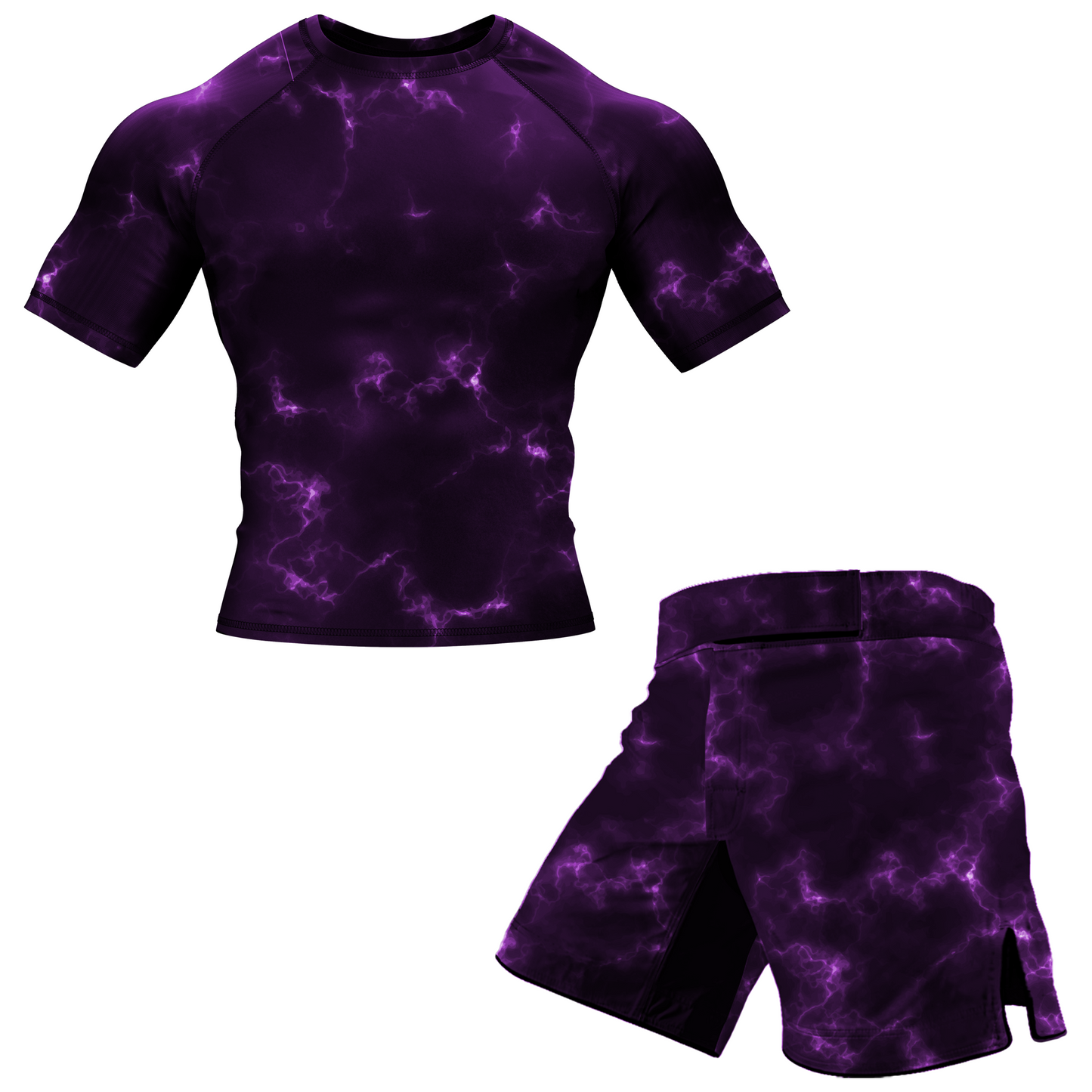 Purple Marble Lightning BJJ Rash Guard - Short Sleeve