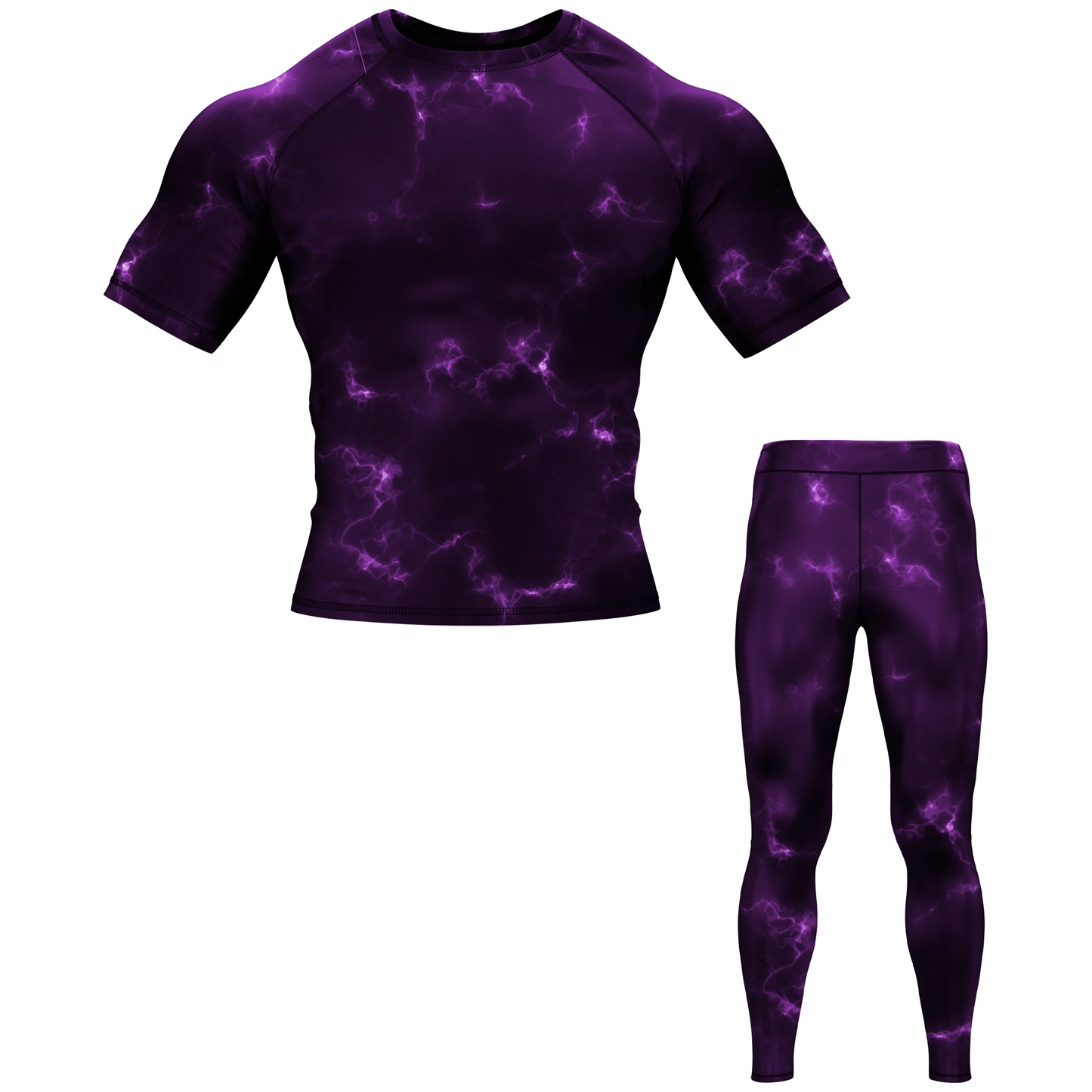 Purple Marble Lightning BJJ Rash Guard - Short Sleeve