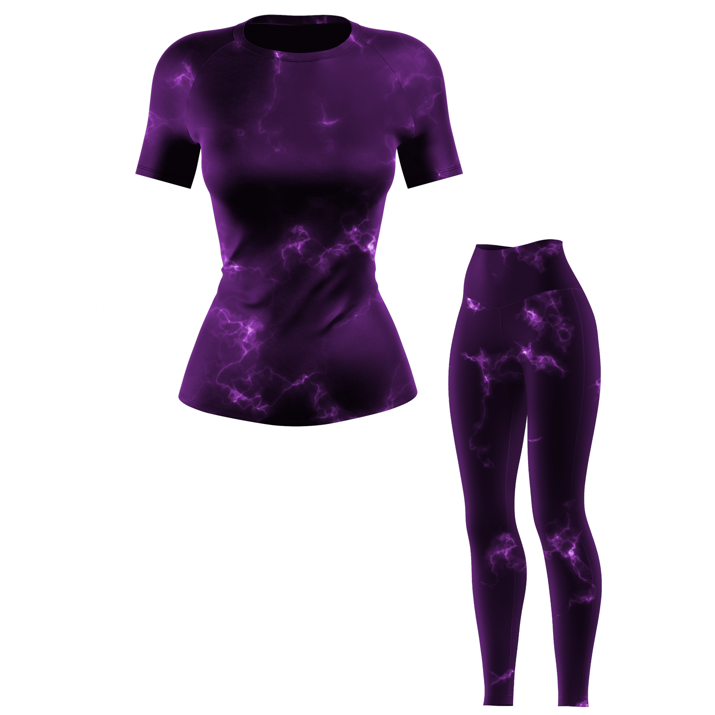 Purple Marble Lightning Women's BJJ Rash Guard - Short Sleeve