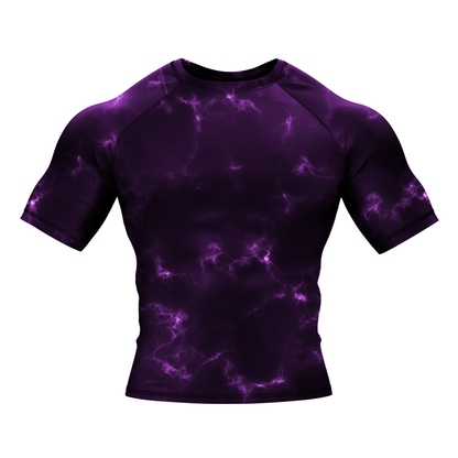 Purple Marble Lightning BJJ Rash Guard - Short Sleeve