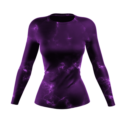 Purple Marble Lightning Women's BJJ Rash Guard