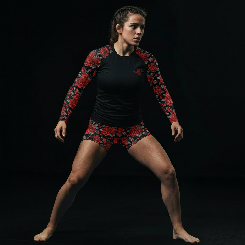 Red Death Rose Women's BJJ Rash Guard