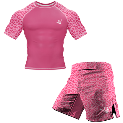 Mid Pink Predator BJJ Rash Guard - Short Sleeve