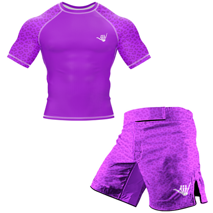 Mid Purple Predator BJJ Rash Guard - Short Sleeve