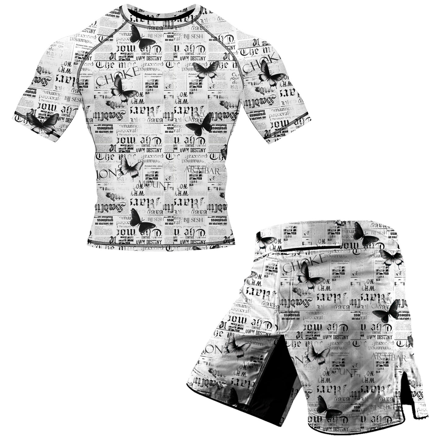 Newspaper BJJ Rash Guard - Short Sleeve