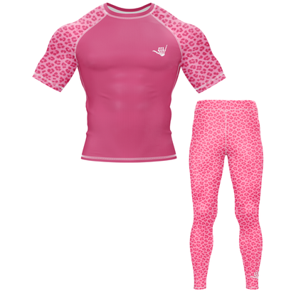 Mid Pink Predator BJJ Rash Guard - Short Sleeve