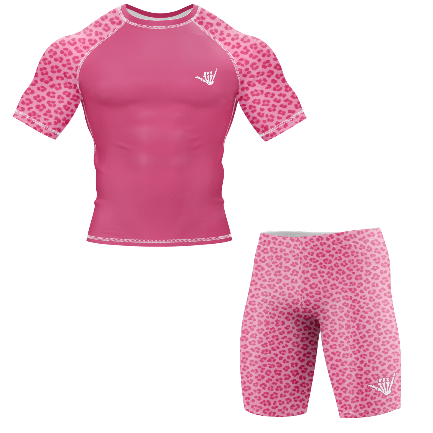 Mid Pink Predator BJJ Rash Guard - Short Sleeve