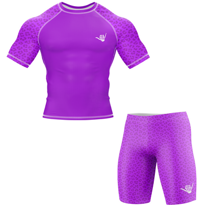 Mid Purple Predator BJJ Rash Guard - Short Sleeve