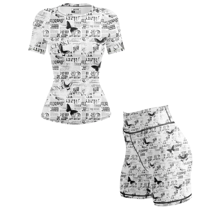 Newspaper Women's BJJ Rash Guard - Short Sleeve