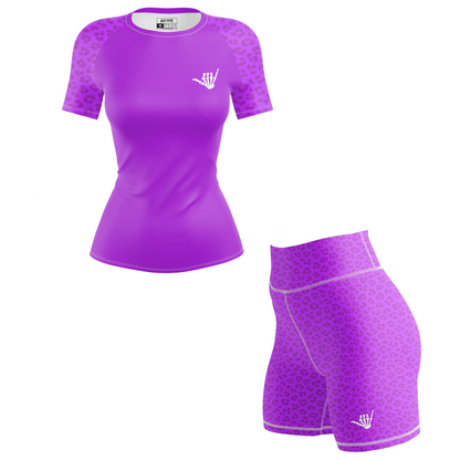 Mid Purple Predator Women's BJJ Rash Guard - Short Sleeve