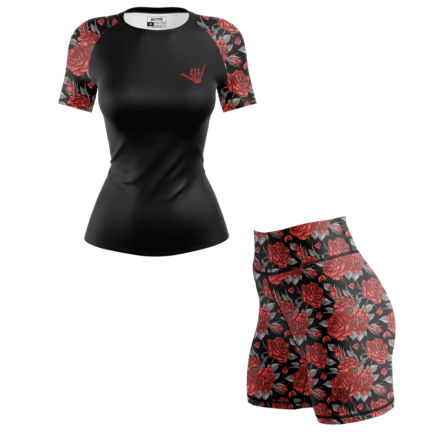 Red Death Rose Women's BJJ Rash Guard - Short Sleeve