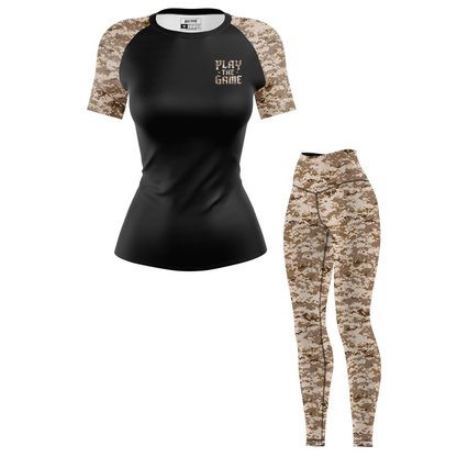 Desert Camo Women's BJJ Rash Guard - Short Sleeve