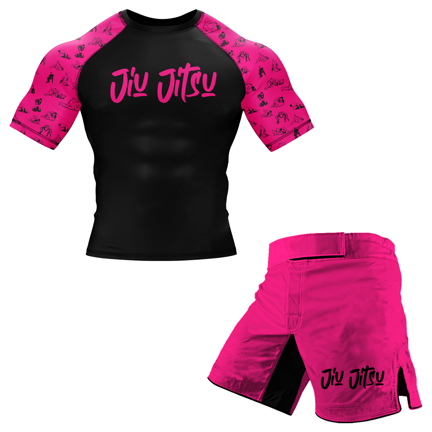 Black Pink Jiu Jitsu BJJ Rash Guard - Short Sleeve