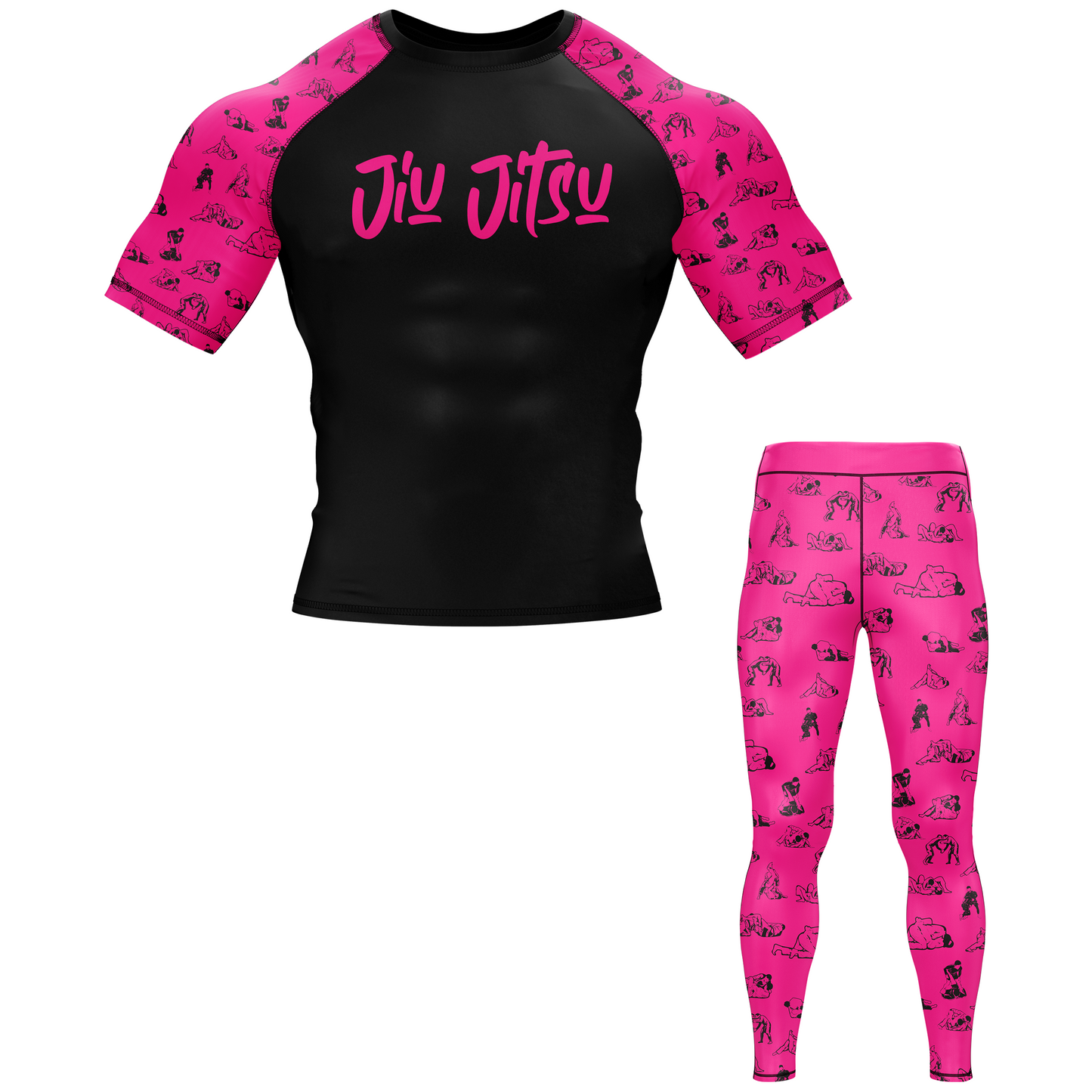 Black Pink Jiu Jitsu BJJ Rash Guard - Short Sleeve