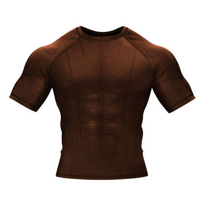 Brown Essential BJJ Rash Guard - Short Sleeve