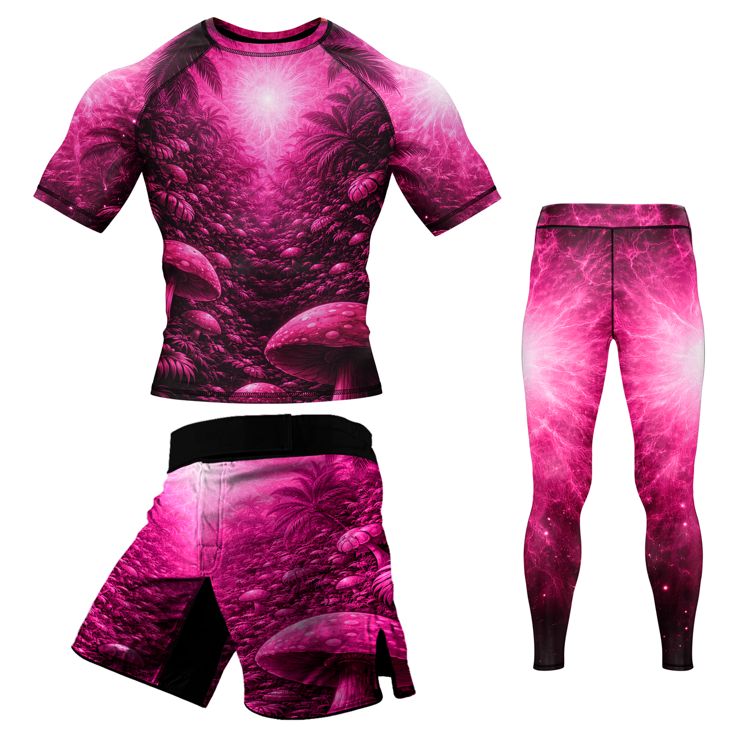 Pink Paradise BJJ Rash Guard - Short Sleeve
