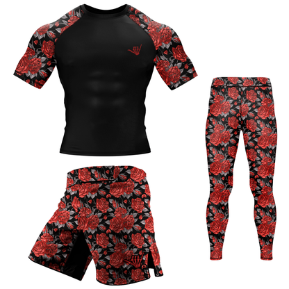 Red Death Rose BJJ Rash Guard - Short Sleeve