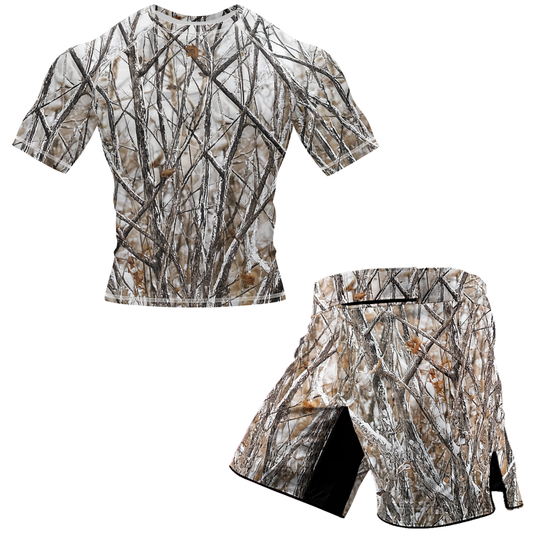 White Camo Tree BJJ Rash Guard - Shortsleeve