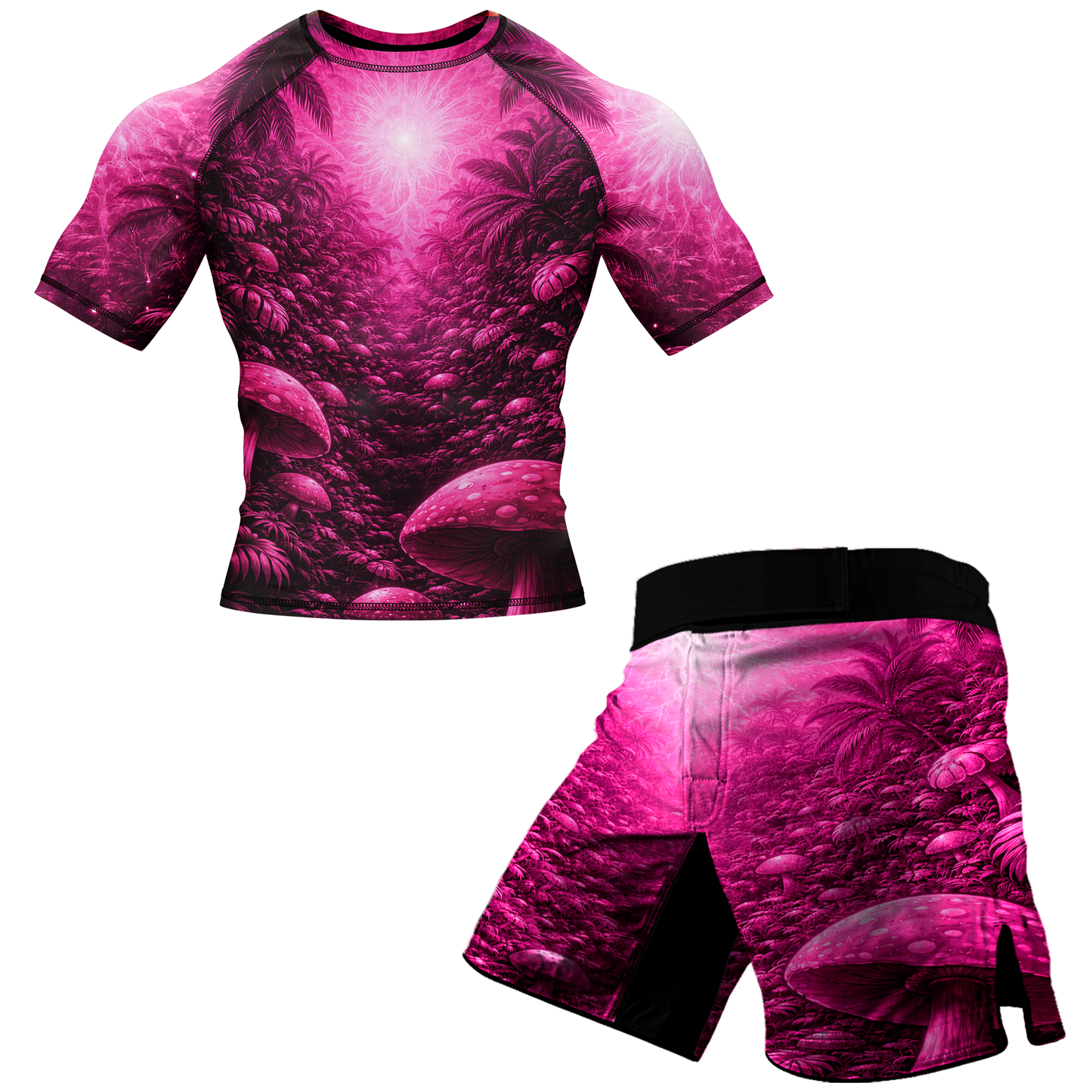 Pink Paradise BJJ Rash Guard - Short Sleeve