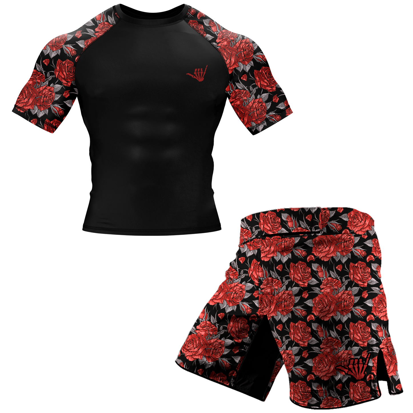 Red Death Rose BJJ Rash Guard - Short Sleeve