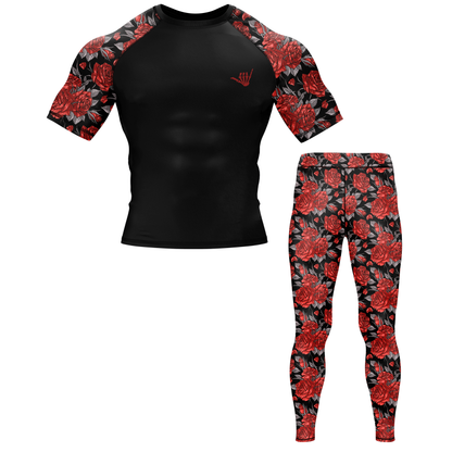 Red Death Rose BJJ Rash Guard - Short Sleeve