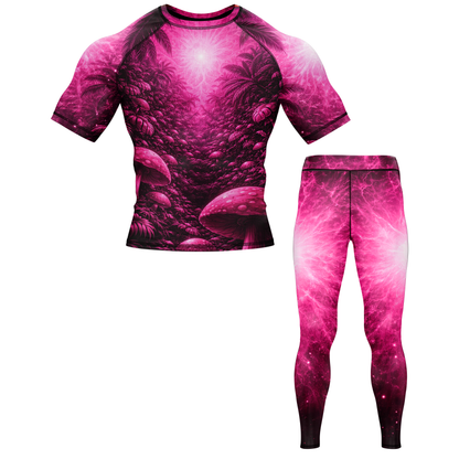 Pink Paradise BJJ Rash Guard - Short Sleeve