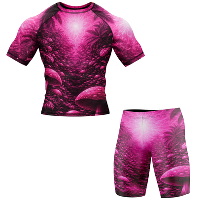 Pink Paradise BJJ Rash Guard - Short Sleeve
