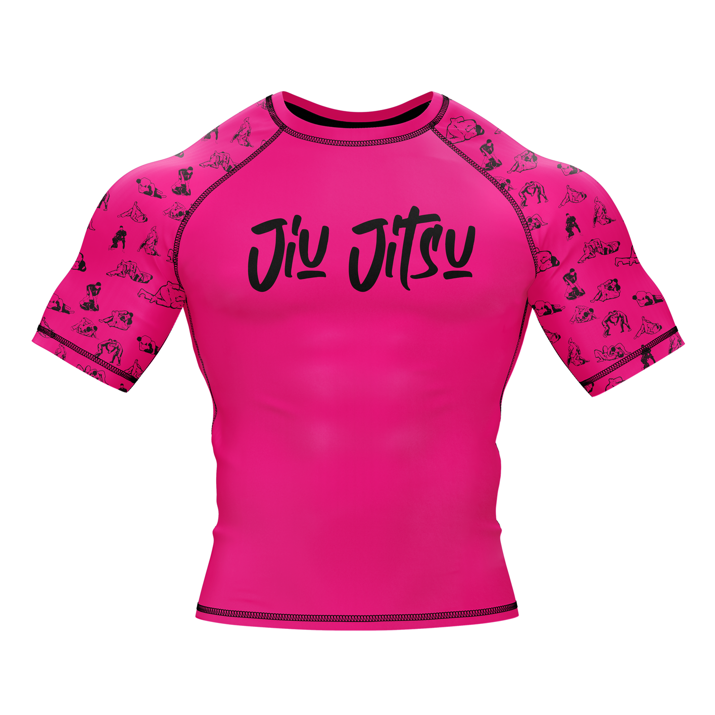 Black Pink Jiu Jitsu BJJ Rash Guard - Short Sleeve