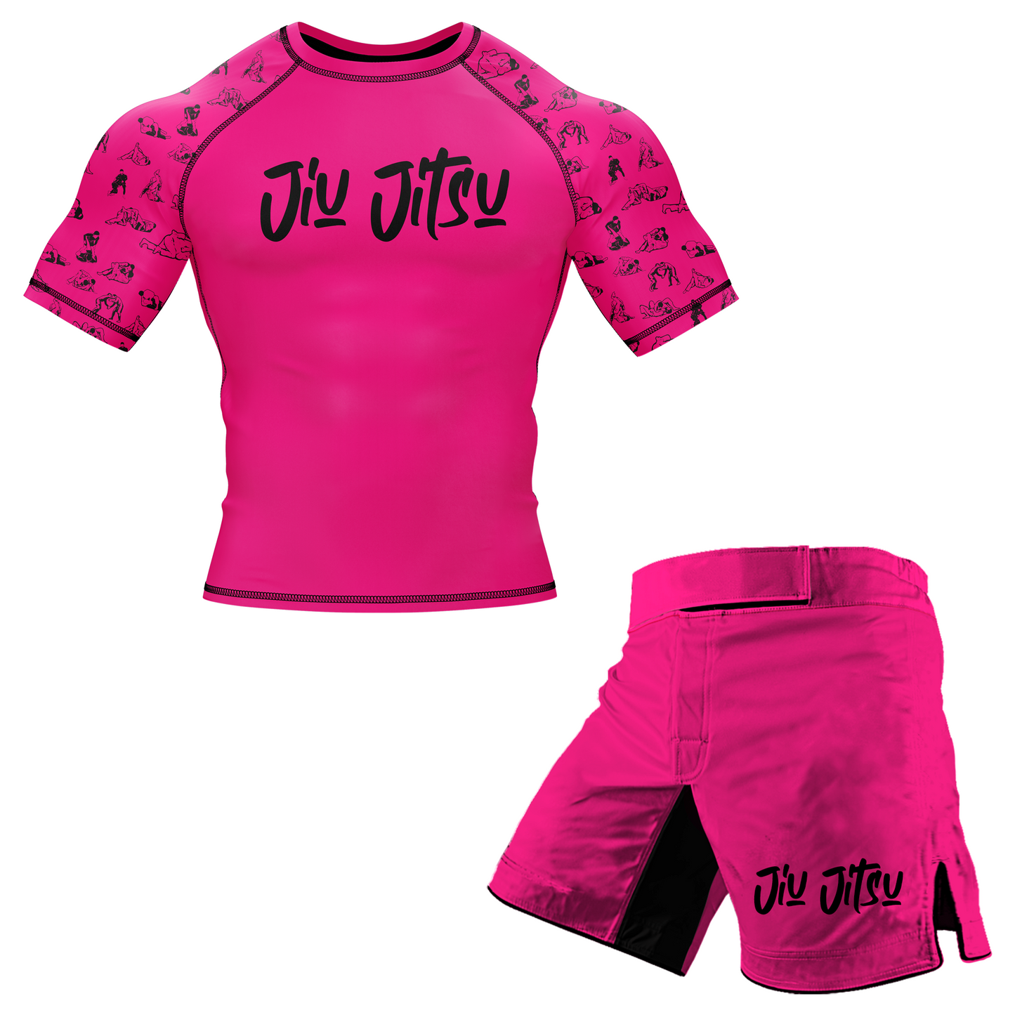 Black Pink Jiu Jitsu BJJ Rash Guard - Short Sleeve