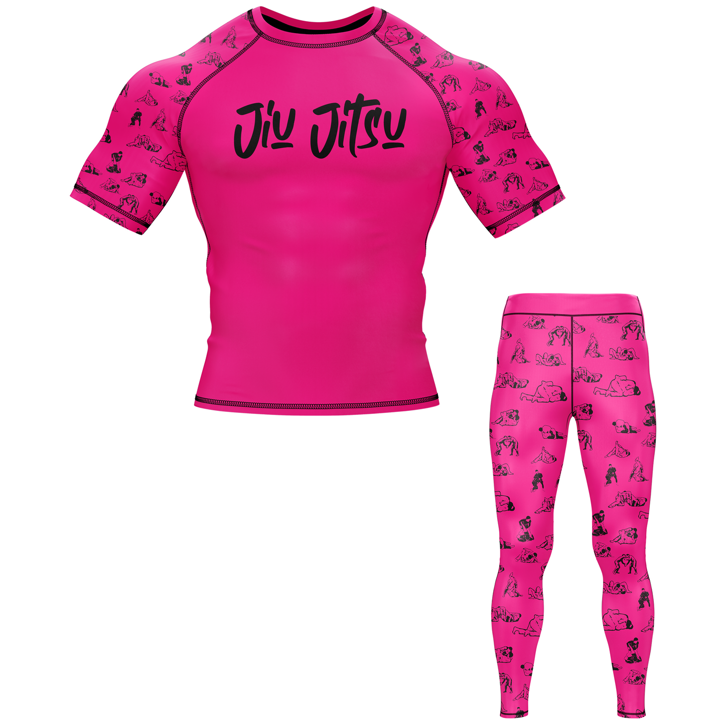 Black Pink Jiu Jitsu BJJ Rash Guard - Short Sleeve